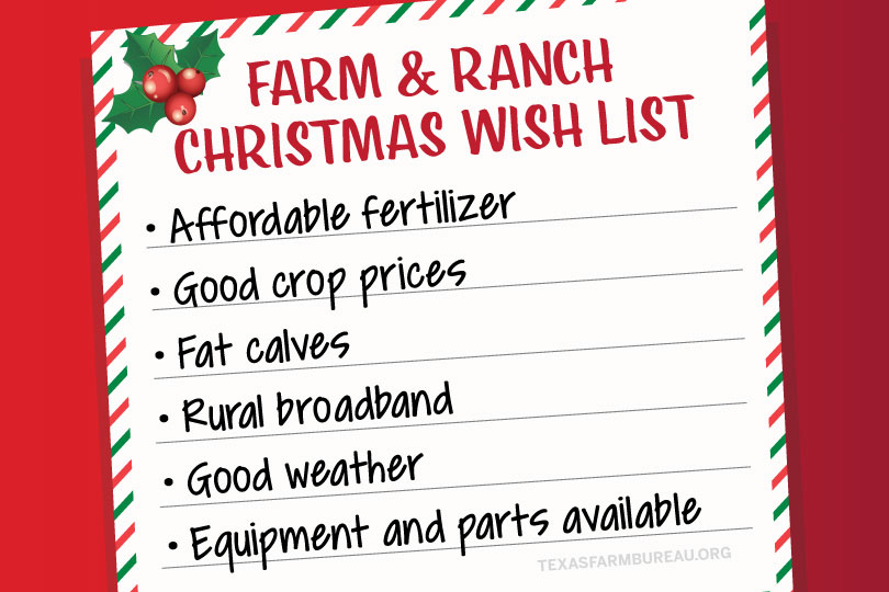 Farmers and ranchers make their Christmas wish list.