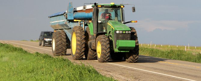 you meet farm equipment on the road: